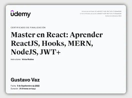 Master en React: Aprender ReactJS, Hooks, MERN, NodeJS, JWT+